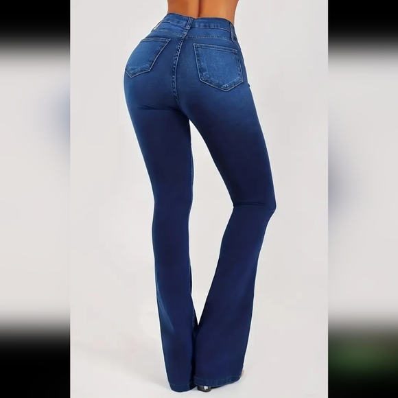 Premium Slim fit with flare bottom Dark Denim Jeans - Picture 2 of 5